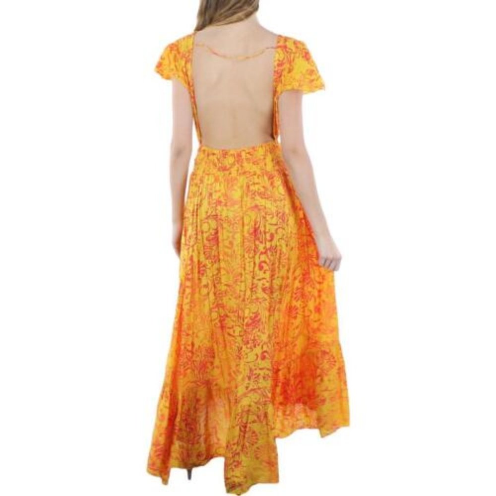 TIARE HAWAII Yellow Orange Button Front Open Back Hi Low Dress, Coverup -NWT - Picture 2 of 10